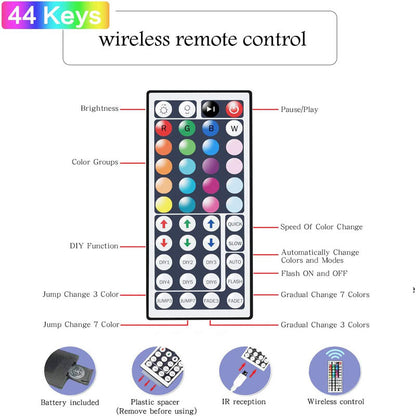 RGB LED Strip Lights with Controller – Flexible Tape for Room