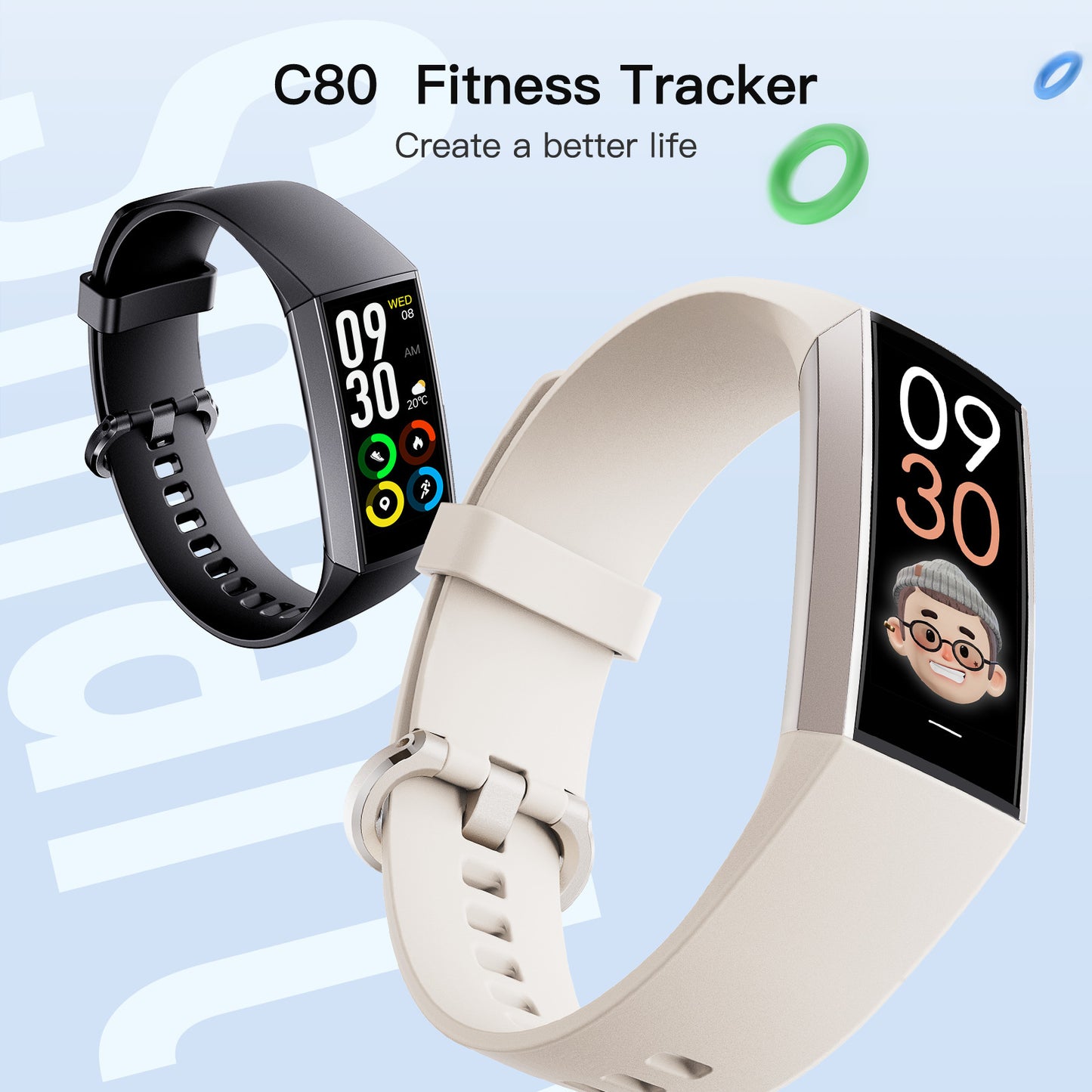 C80 Smart AMOLED Fitness Tracker with Heart Rate Monitor