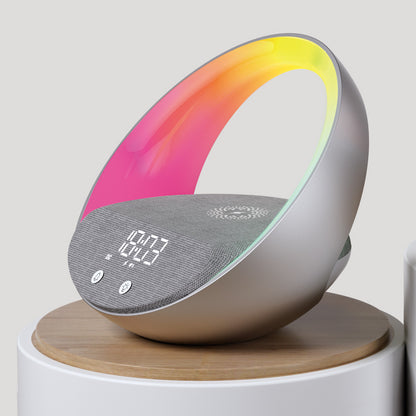 3-in-1 Wireless Charger Clock with Wake-up Light & Bluetooth Speaker